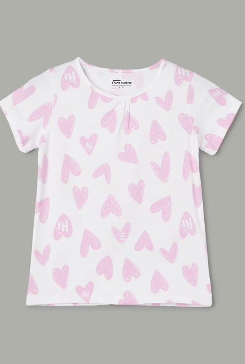 FAME FOREVER Girls Heart Print T-shirt