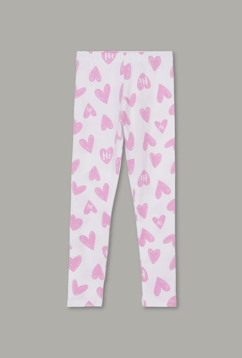 FAME FOREVER Girls Heart Print Leggings