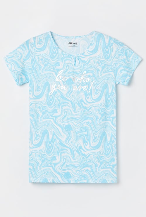 FAME FOREVER Girls Marble Print T-shirt