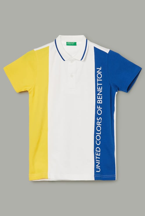 UNITED COLORS OF BENETTON Boys Colourblock Polo T-shirt