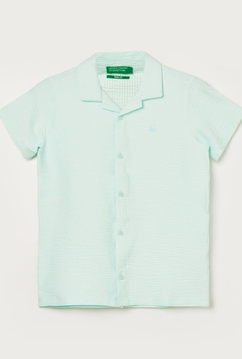 UNITED COLORS OF BENETTON Boys Seersucker Relax Fit Shirt