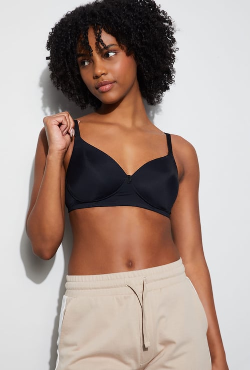 GINGER Solid Padded Non-Wired Seamed T-Shirt Bra