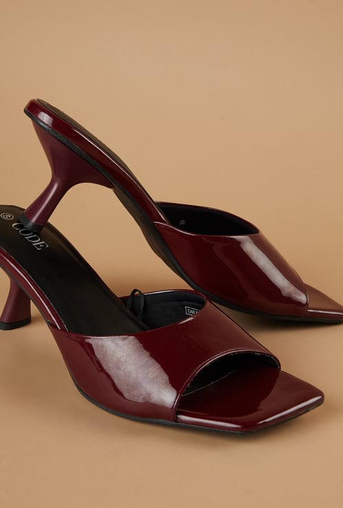 CODE Embossed Spool Heels