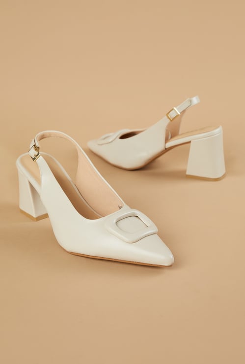 CODE Buckle Detail Block Heels