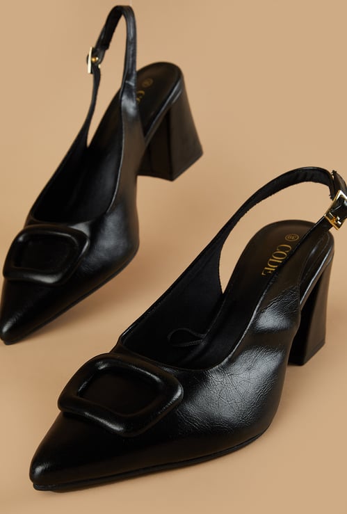 CODE Buckle Detail Block Heels