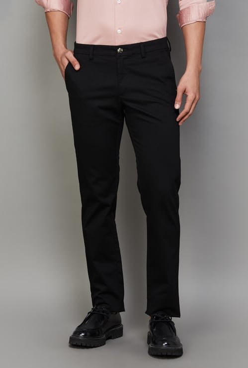 INDIAN TERRAIN Solid Brooklyn Trousers (Slim Straight)