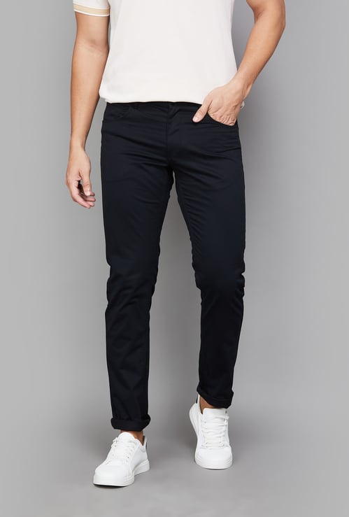 INDIAN TERRAIN Solid Brooklyn Trousers (Slim Straight)