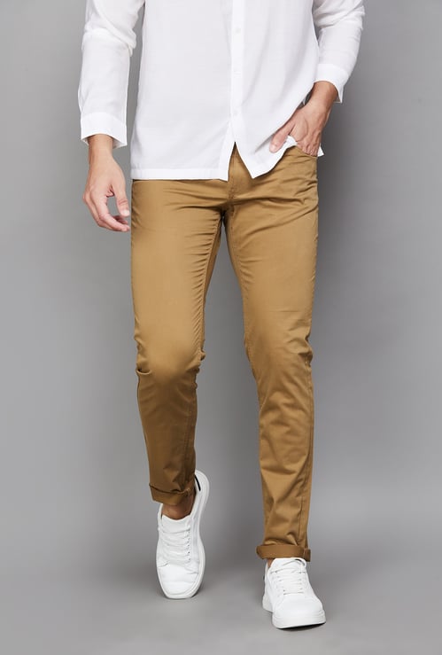 INDIAN TERRAIN Solid Brooklyn Trousers (Slim Straight)