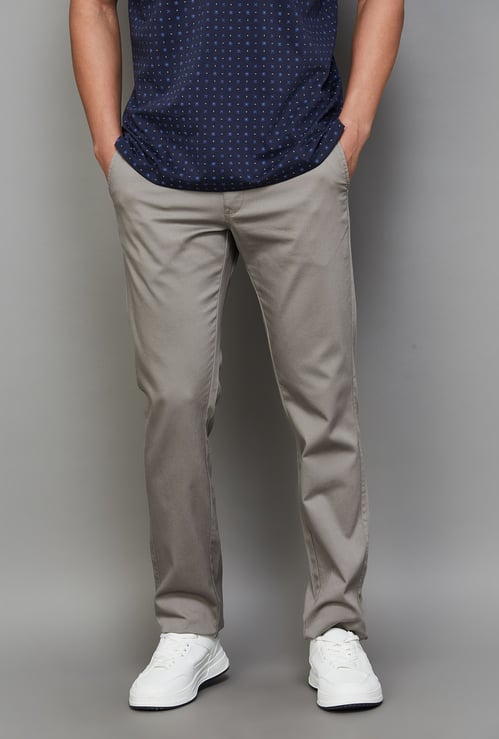 INDIAN TERRAIN Solid Brooklyn Trousers (Slim Straight)