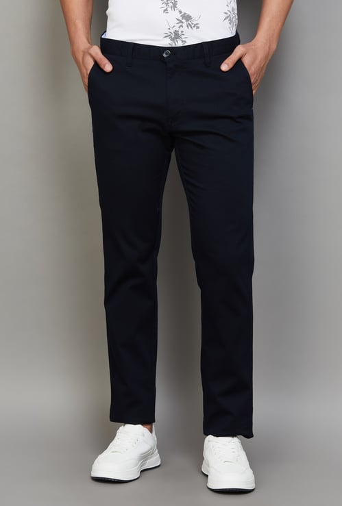 INDIAN TERRAIN Solid Brooklyn Trousers (Slim Straight)