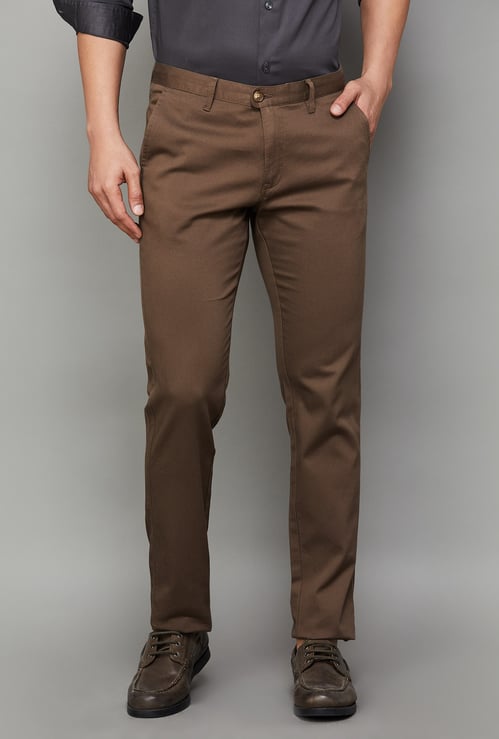 INDIAN TERRAIN Solid Brooklyn Trousers (Slim Straight)