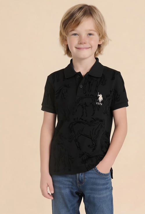 US POLO ASSN KIDS Boys Printed Polo T-shirt