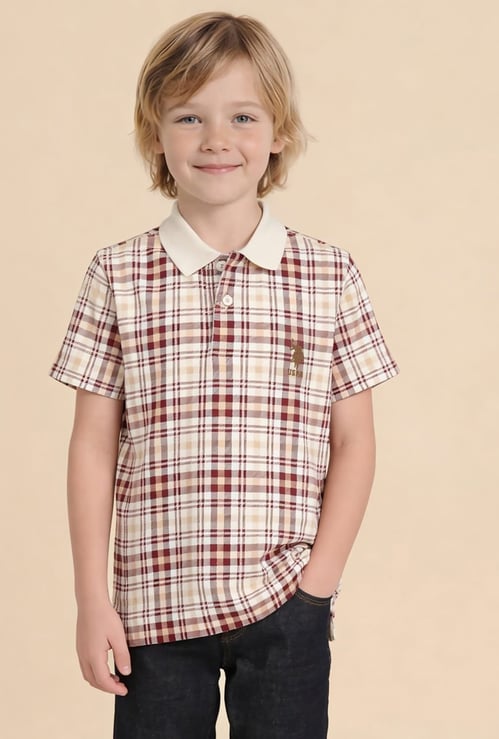 US POLO ASSN KIDS Boys Checked Polo T-shirt
