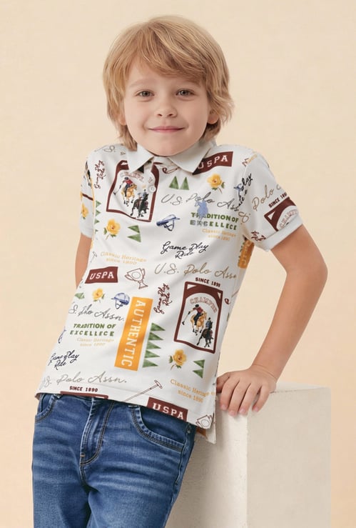 US POLO ASSN KIDS Boys Graphic Print Polo T-shirt