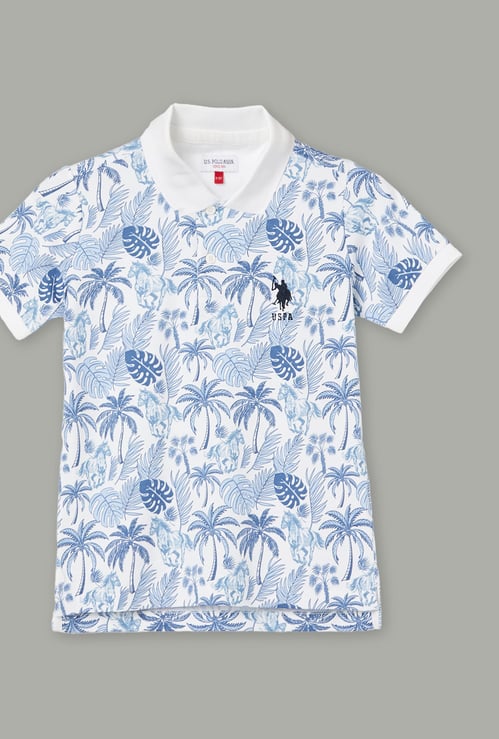 US POLO ASSN KIDS Boys Tropical Print Polo T-shirt