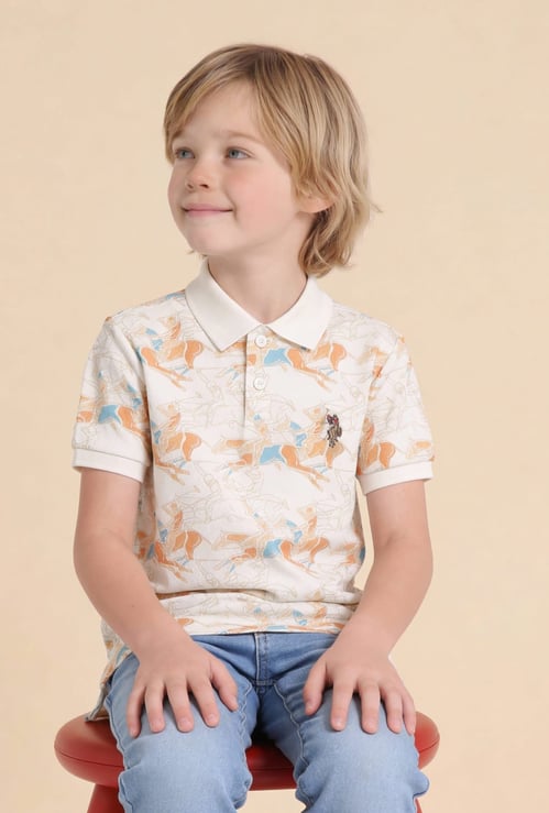US POLO ASSN KIDS Boys Printed Polo T-shirt