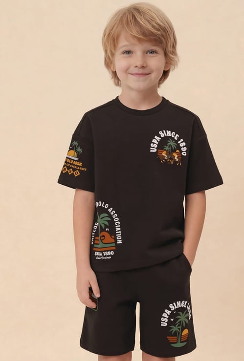 US POLO ASSN KIDS Boys Graphic Print T-shirt - Pack of 2