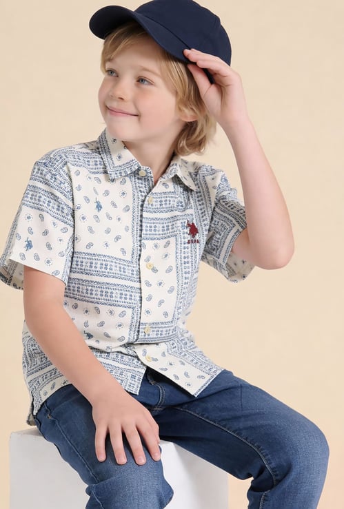 US POLO ASSN KIDS Printed Half Sleeves Shirt