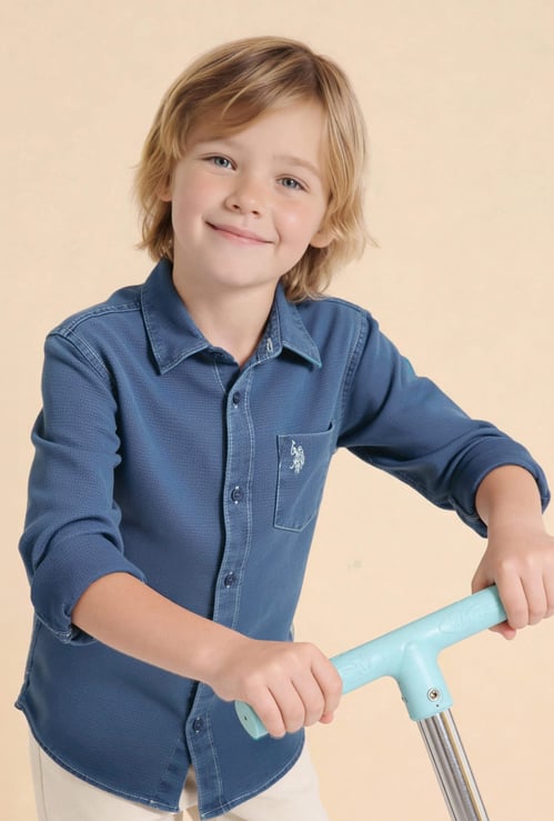 US POLO ASSN KIDS Boys Textured Shirt