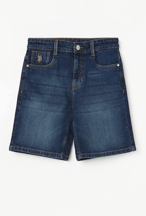 US POLO ASSN KIDS Boys Washed Denim Regular Shorts