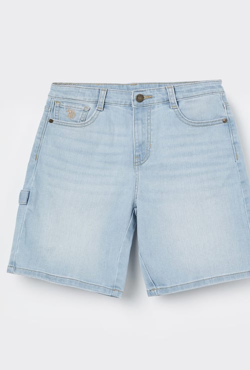 US POLO ASSN KIDS Boys Washed Denim Shorts