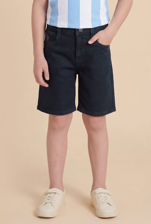 US POLO ASSN KIDS Boys Solid Denim Shorts