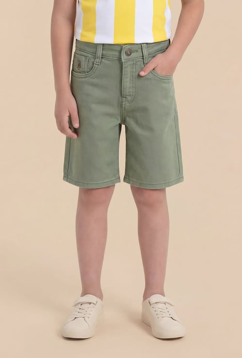 US POLO ASSN KIDS Boys Solid Denim Shorts