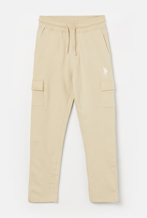 US POLO ASSN KIDS Boys Solid Cargo Track Pants