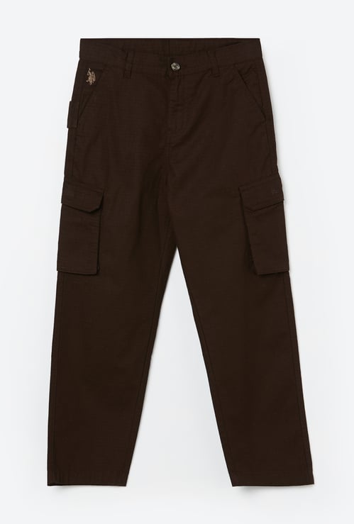 US POLO ASSN KIDS Boys Solid Relaxed Fit Cargos