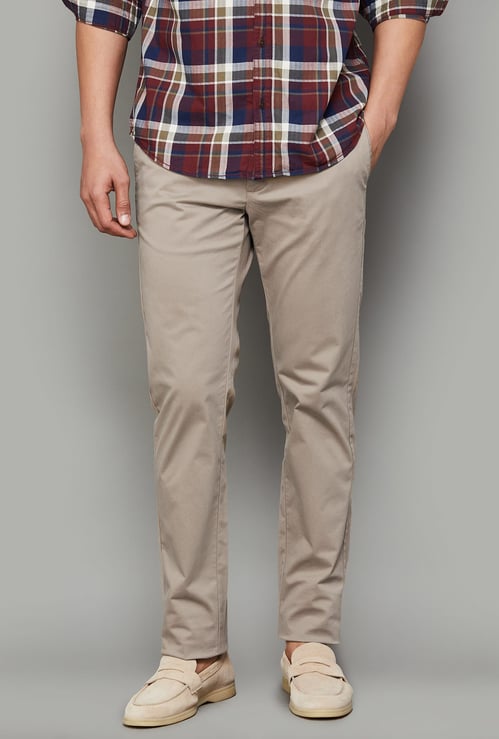 INDIAN TERRAIN Solid BrooklynTrousers (Slim Straight)