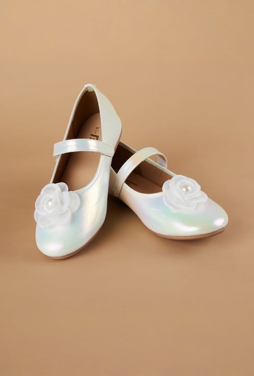 FAME FOREVER Girls Floral Embellished Mary Janes