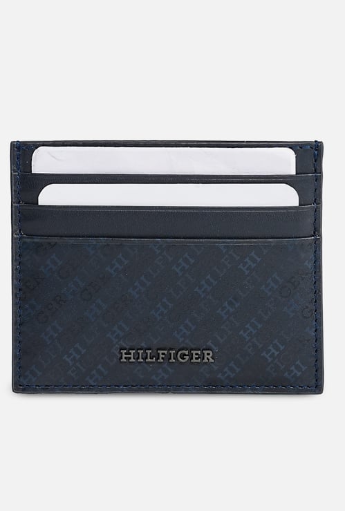 TOMMY HILFIGER Monogram Print Leather Card Holder