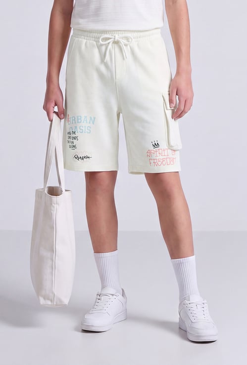FAME FOREVER Boys Graphic Print Cargo Shorts