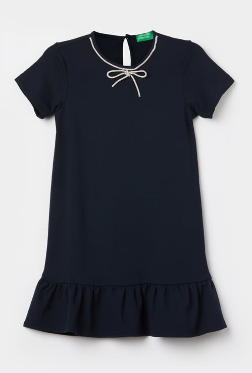 UNITED COLORS OF BENETTON Girls Solid Drop Waist Dress