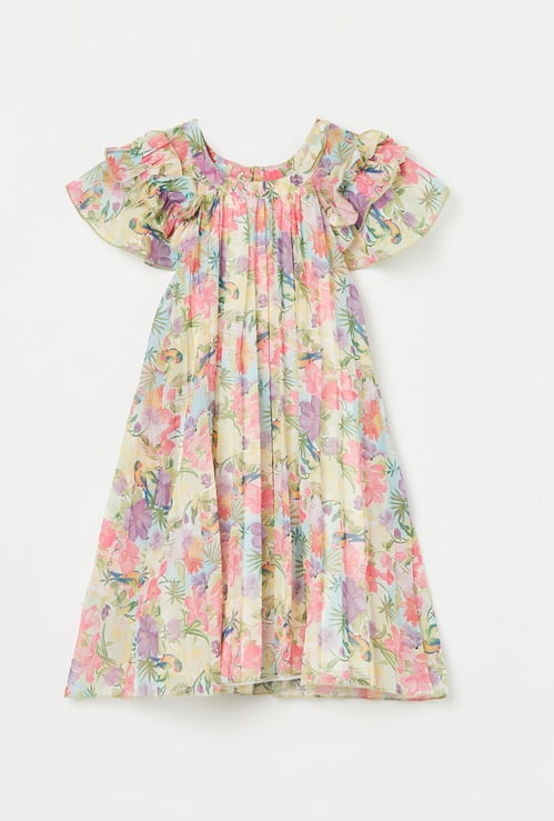 UNITED COLORS OF BENETTON Girls Floral Print A-line Dress