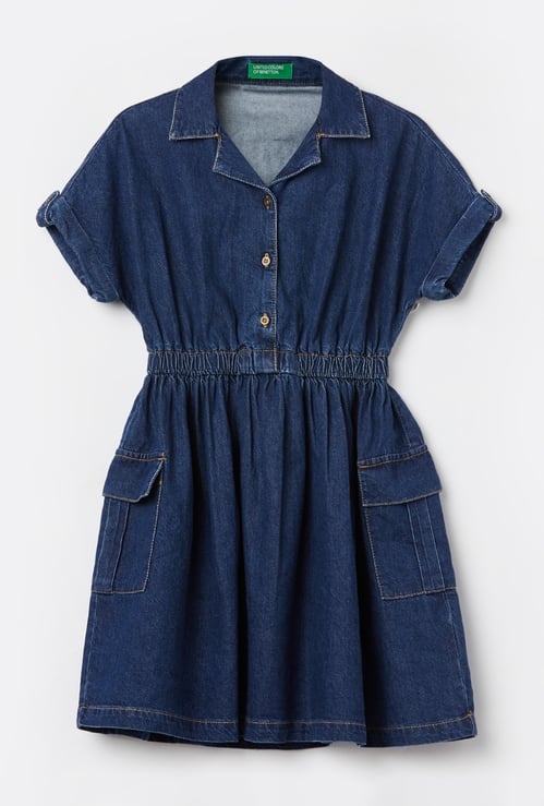 UNITED COLORS OF BENETTON Girls Solid Fit & Flare Dress