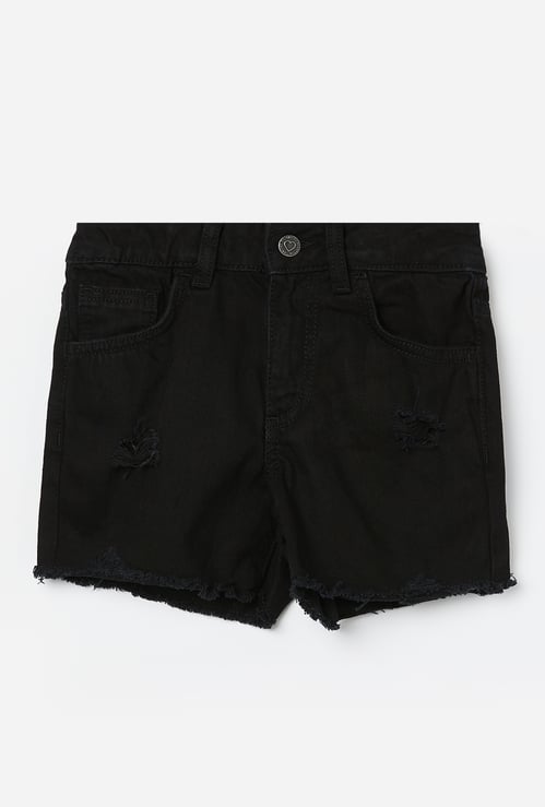 UNITED COLORS OF BENETTON Girls Distressed Denim Shorts