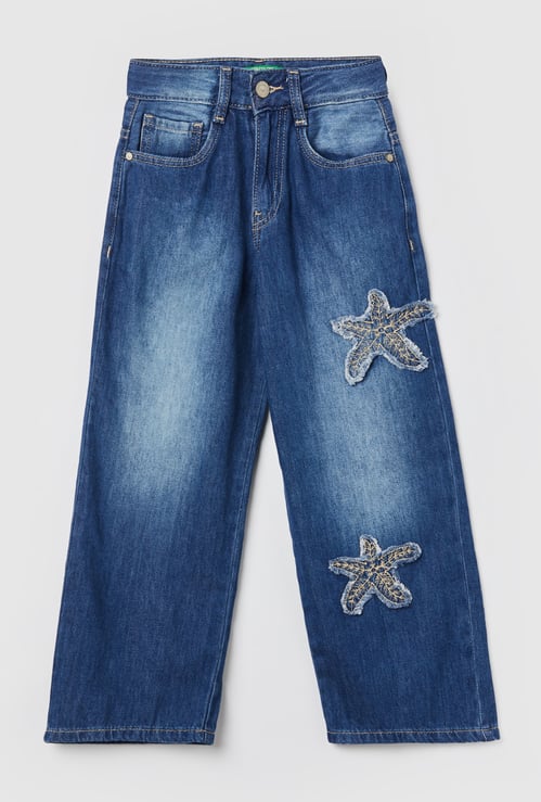 UNITED COLORS OF BENETTON Girls Appliqued Comfort Jeans