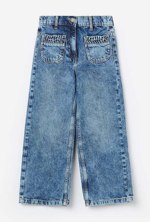 UNITED COLORS OF BENETTON Girls Washed Wide Leg Jeans