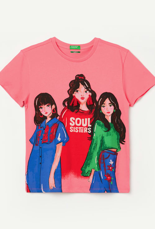 UNITED COLORS OF BENETTON Girls Graphic Print T-shirt