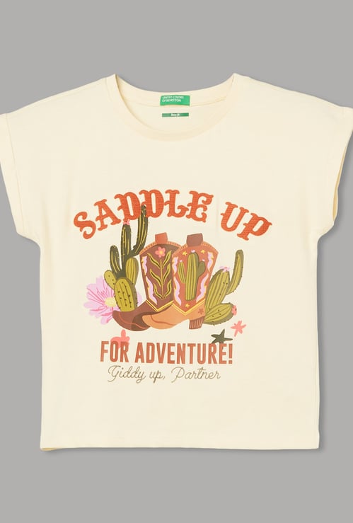 UNITED COLORS OF BENETTON Girls Graphic Print Top