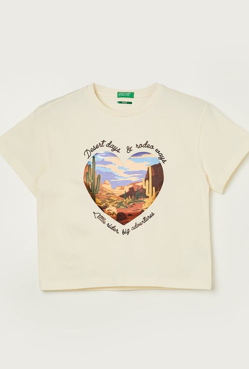 UNITED COLORS OF BENETTON Girls Graphic Print T-shirt