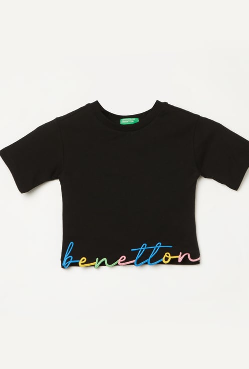 UNITED COLORS OF BENETTON Girls Embroidered Crop Top