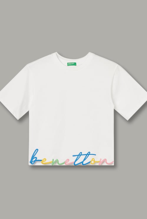 UNITED COLORS OF BENETTON Girls Embroidered Crop Top