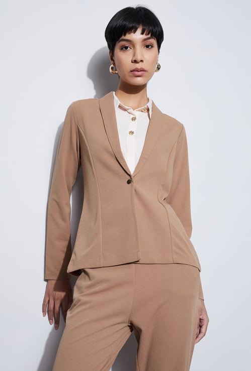 CODE Solid Shawl Collar Blazer