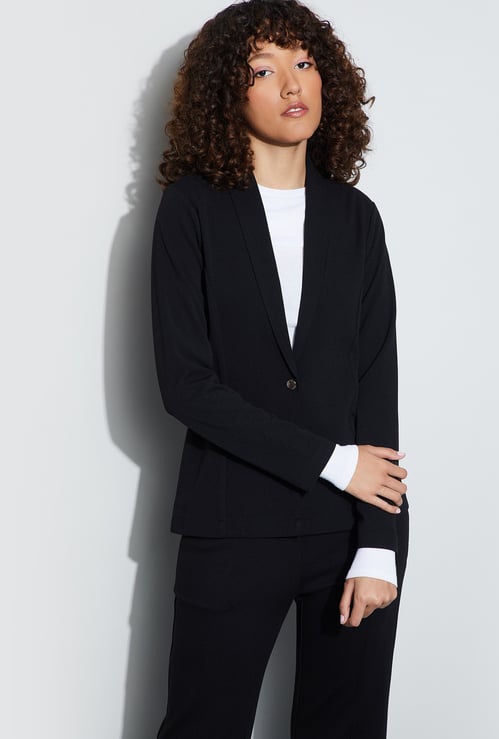 CODE Solid Shawl Collar Blazer