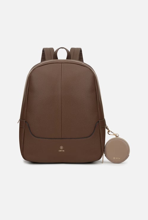 IRTH Textured Pebbled Leather Backpack