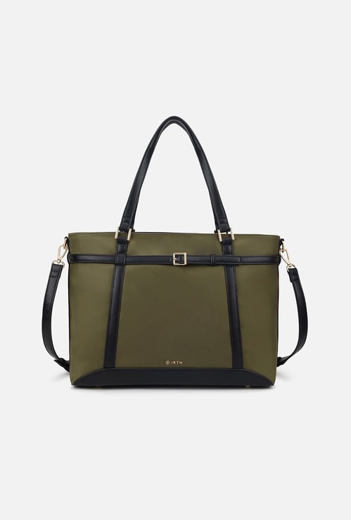 IRTH Contrast Piping Laptop Bag