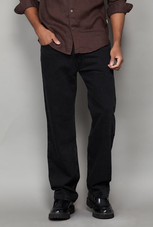 LEVI'S Solid Mid-Rise Regular Straight Jeans