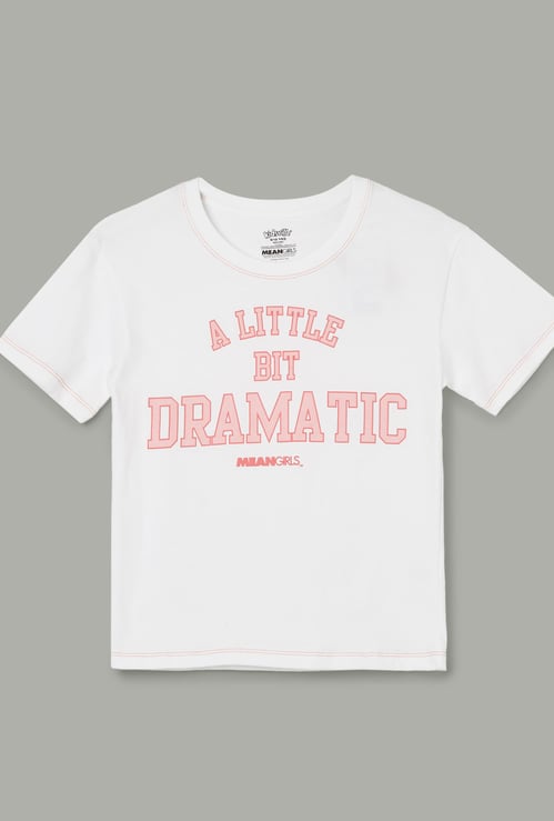 KIDSVILLE Girls Typographic Print T-shirt